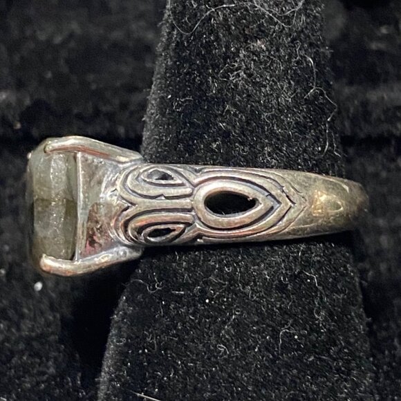 Laboradorite Ring Size 6 Sterling Silver Tested 10mm x 10mm Stone - Picture 2 of 10